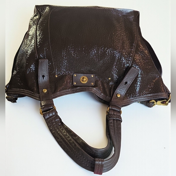 Marc By Marc Jacobs Totally Turnlock Teri Brown Patent Leather Shoulder Bag - Picture 8 of 14